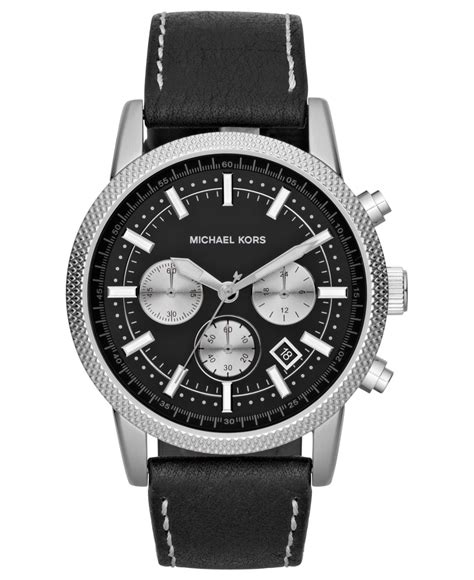 michael kors leather whire watches|Michael Kors black leather watch.